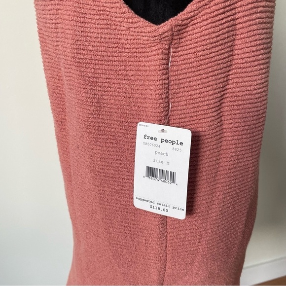 Free People Peach Pink Textured Ribbed Knit Cotton Blend Isla Ottoman Tunic NWT - Picture 9 of 12